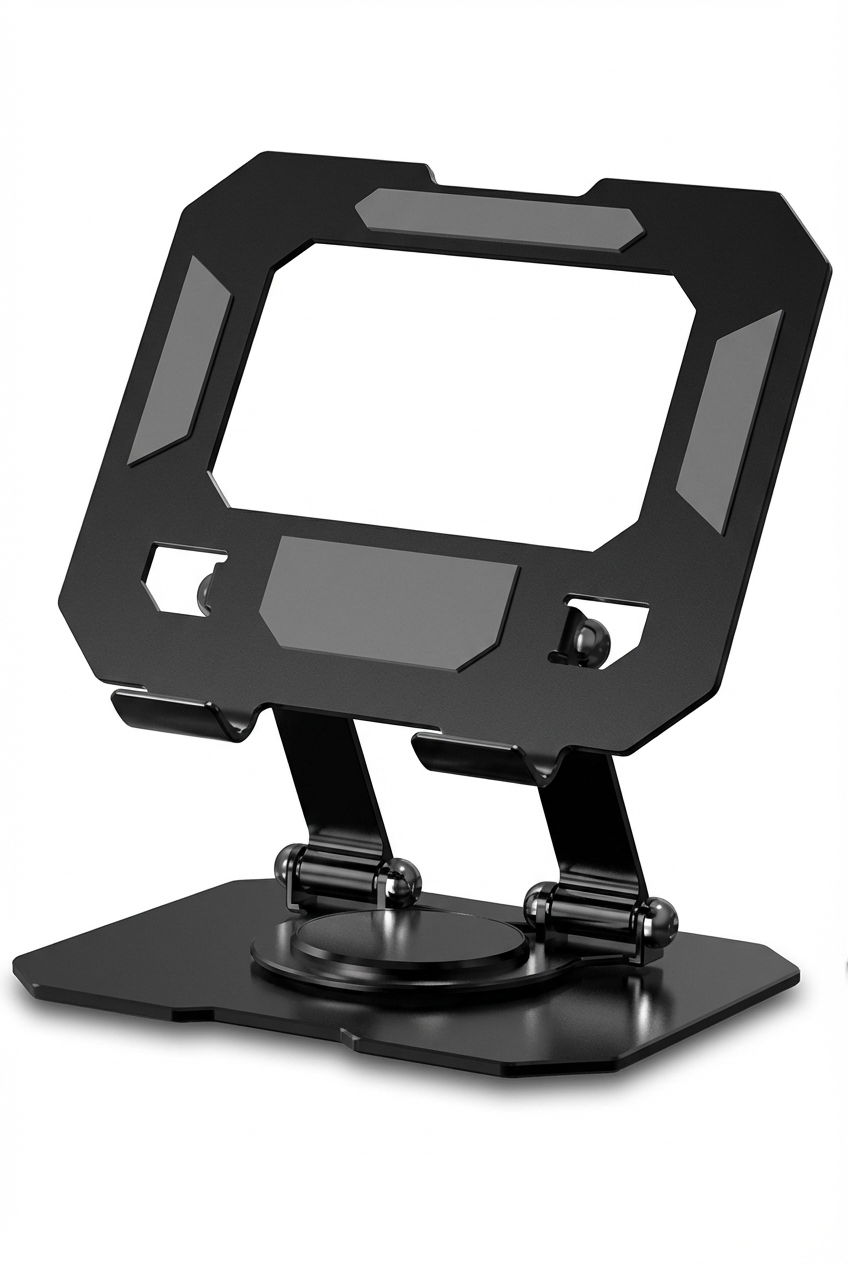 Foldable Geometric Tablet Stand, 360° Rotating Base, Universal Fit 7-13 Inch